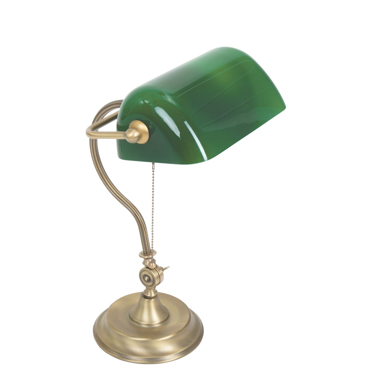 Bureaulamp Belana 7733BR Groen glas met bronzen voet - Lampbestellen.nl