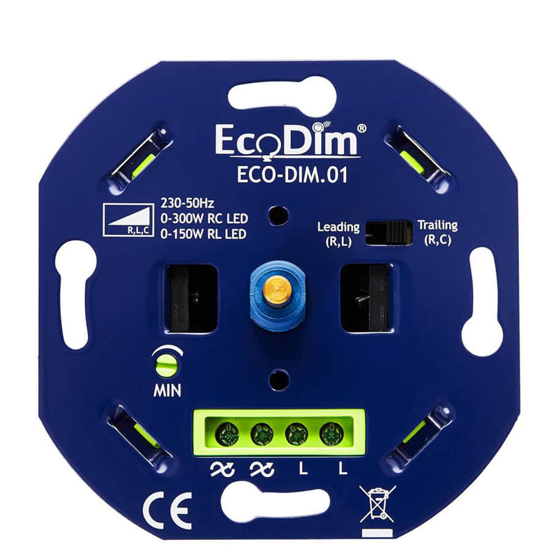 ECO-DIM.01 Led dimmer 0-300W fase aan- en afsnijding (RLC) Lampbestellen.nl