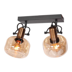 Plafondlamp Glaslic 3865BR Brons met amber glas (wandlamp)