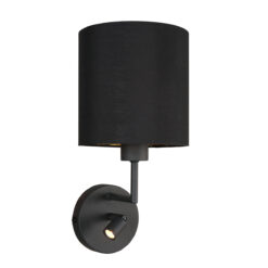Wandlamp Noor 1562ZW Zwart met USB-Lader en E27fitting