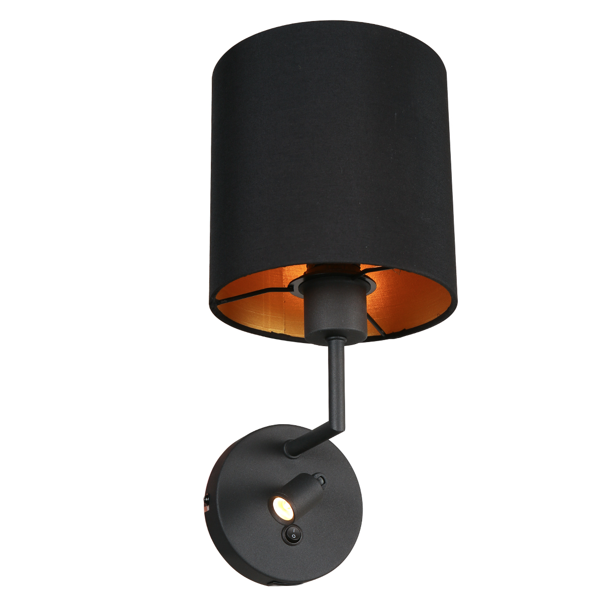 Wandlamp Noor 1562ZW Zwart met USB-Lader en E27fitting - Afbeelding 3