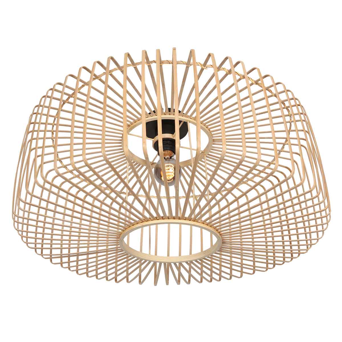 Naturelkleurige plafondlamp Breeza-Beach 4144ZW met bamboe kap Ø 60cm