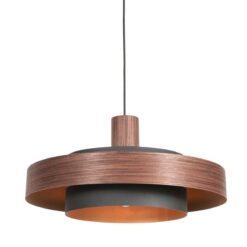 Hanglamp Flinter 3329E Stijlvol Houtmotief met Warme Gouden Binnenkant E27