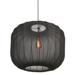 Zwarte Hanglamp Sable 4192ZW – Stijlvolle Verlichting met Luxe Linnen Kap