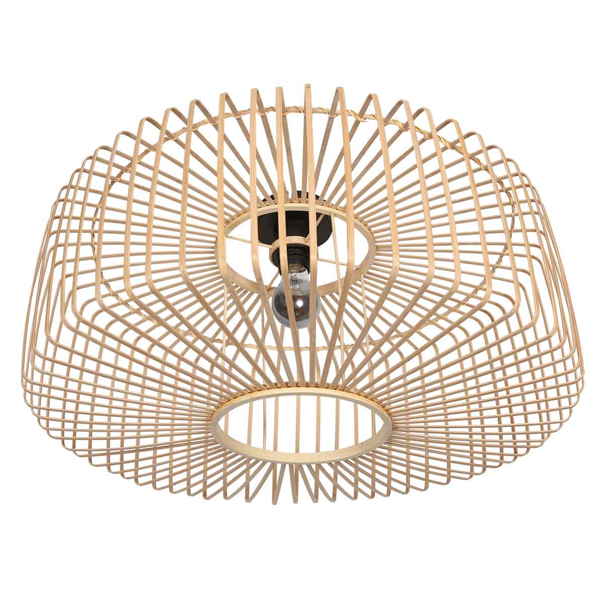 Naturelkleurige plafondlamp Breeza-Beach 4144ZW met bamboe kap Ø 60cm - Afbeelding 2