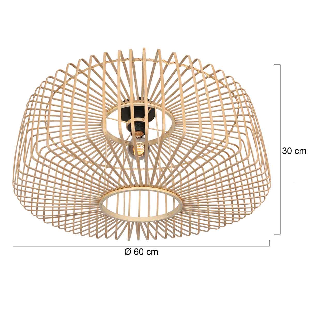 Naturelkleurige plafondlamp Breeza-Beach 4144ZW met bamboe kap Ø 60cm - Afbeelding 11
