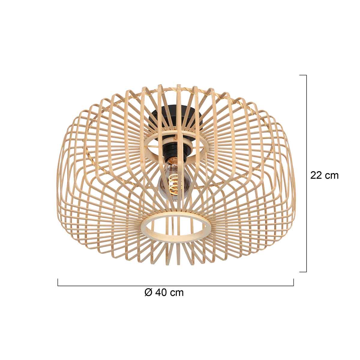 Naturelkleurige plafondlamp Breeza-Beach 4146ZW met bamboe kap Ø40cm - Afbeelding 11