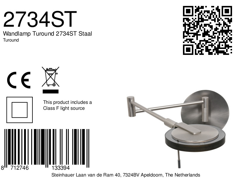 Wandlamp Turound LED 2734ST Staal - Afbeelding 15
