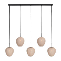 HaloSwap 4288ZW – Zwarte langwerpige hanglamp met warme crèmekleurige kappen