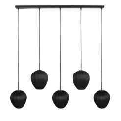 HaloSwap 4287ZW – Zwarte langwerpige hanglamp met stijlvolle, lichtdoorlatende kappen