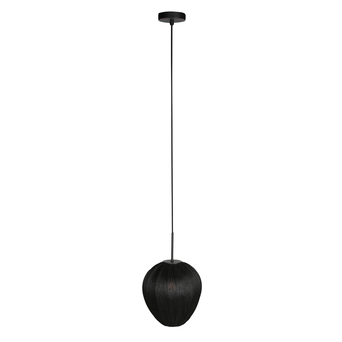 HaloSwap 4297ZW – Zwarte hanglamp met lichtdoorlatende linnen kap (Ø 25 cm) - Afbeelding 3