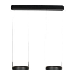 Zwarte hanglamp Mykty 4204 – Twee zwevende cirkels, individueel in hoogte verstelbaar, 6000 lumen, 2700K