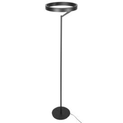 Ronde zwarte vloerlamp Mykty 4201ZW – Ø40 cm, 170 cm hoog, 5200 lumen, met vloerdimmer