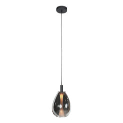 Glimsy 4199ZW Hanglamp – Zwart Glas Ø22 cm