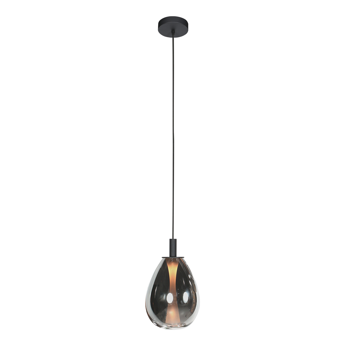 Glimsy 4199ZW Hanglamp – Zwart Glas Ø22 cm