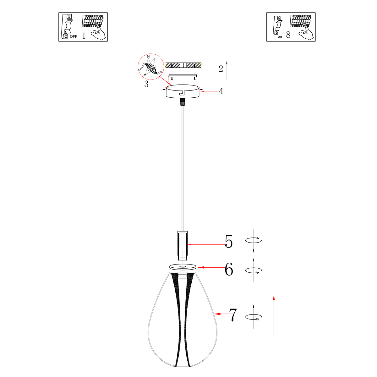 Glimsy 4199ZW Hanglamp – Zwart Glas Ø22 cm - Afbeelding 11