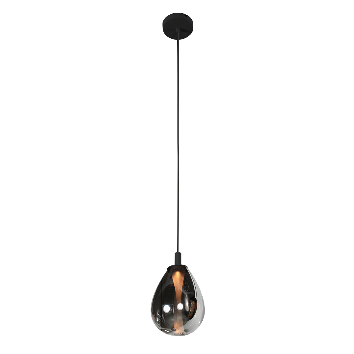 Glimsy 4199ZW Hanglamp – Zwart Glas Ø22 cm - Afbeelding 3