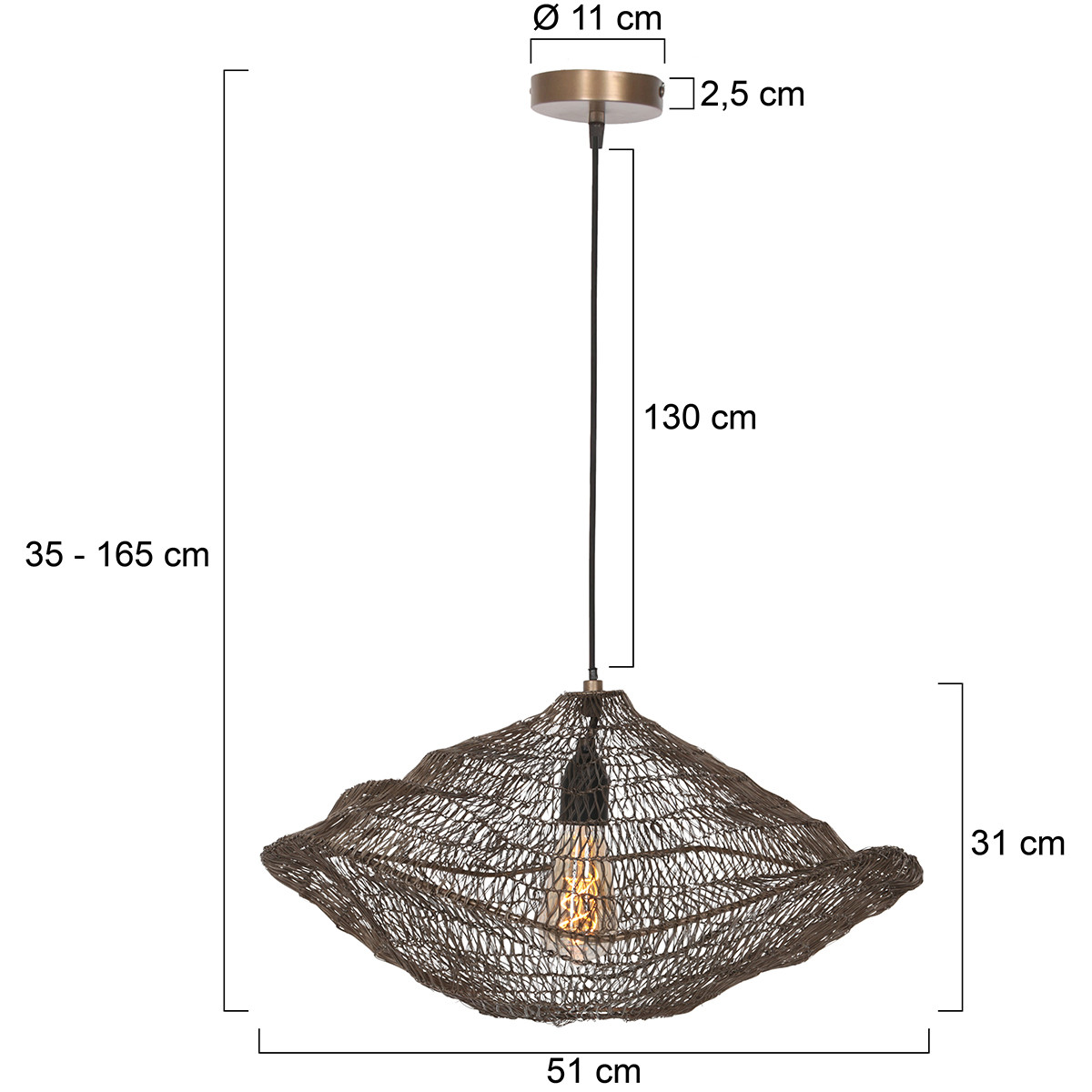 Hanglamp 3399BR 1-lichts wave - Afbeelding 8