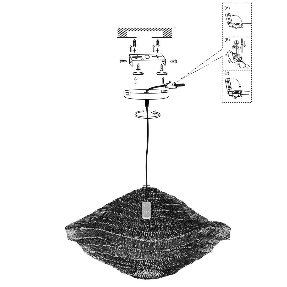 Hanglamp 3399BR 1-lichts wave - Afbeelding 9