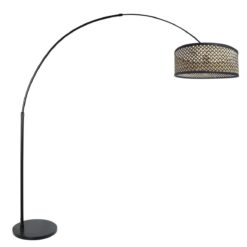 Boog vloerlamp met Bamboe lampenkap 7268ZW + K1066BS