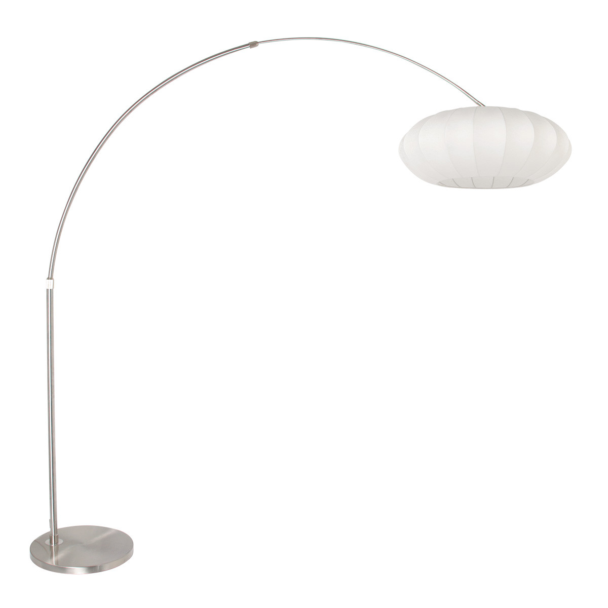 Staalkleurige vloerlamp booglamp Sparkled Light 3806ST met witte kap