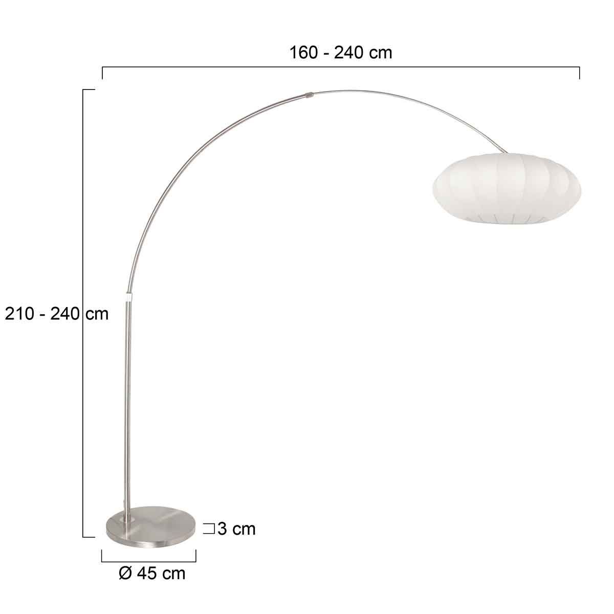 Staalkleurige vloerlamp booglamp Sparkled Light 3806ST met witte kap - Afbeelding 7