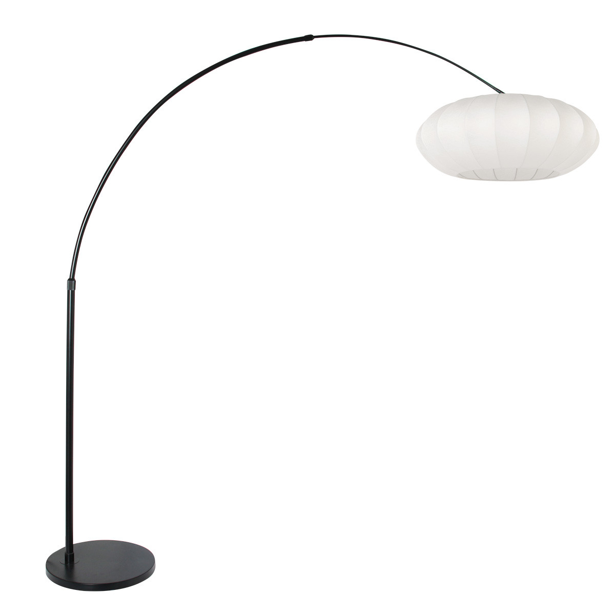 Zwarte vloerlamp Sparkled Light 3807ZW met een witte lampenkap