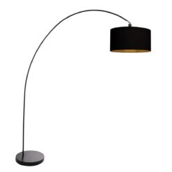 Steinhauer booglamp Solva 3902ZW met zwart linnen kap