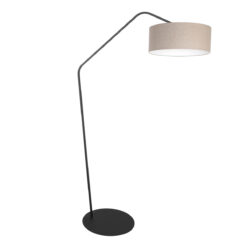 Steinhauer zwarte vloerlamp 4245ZW met grijs grof linnen kap