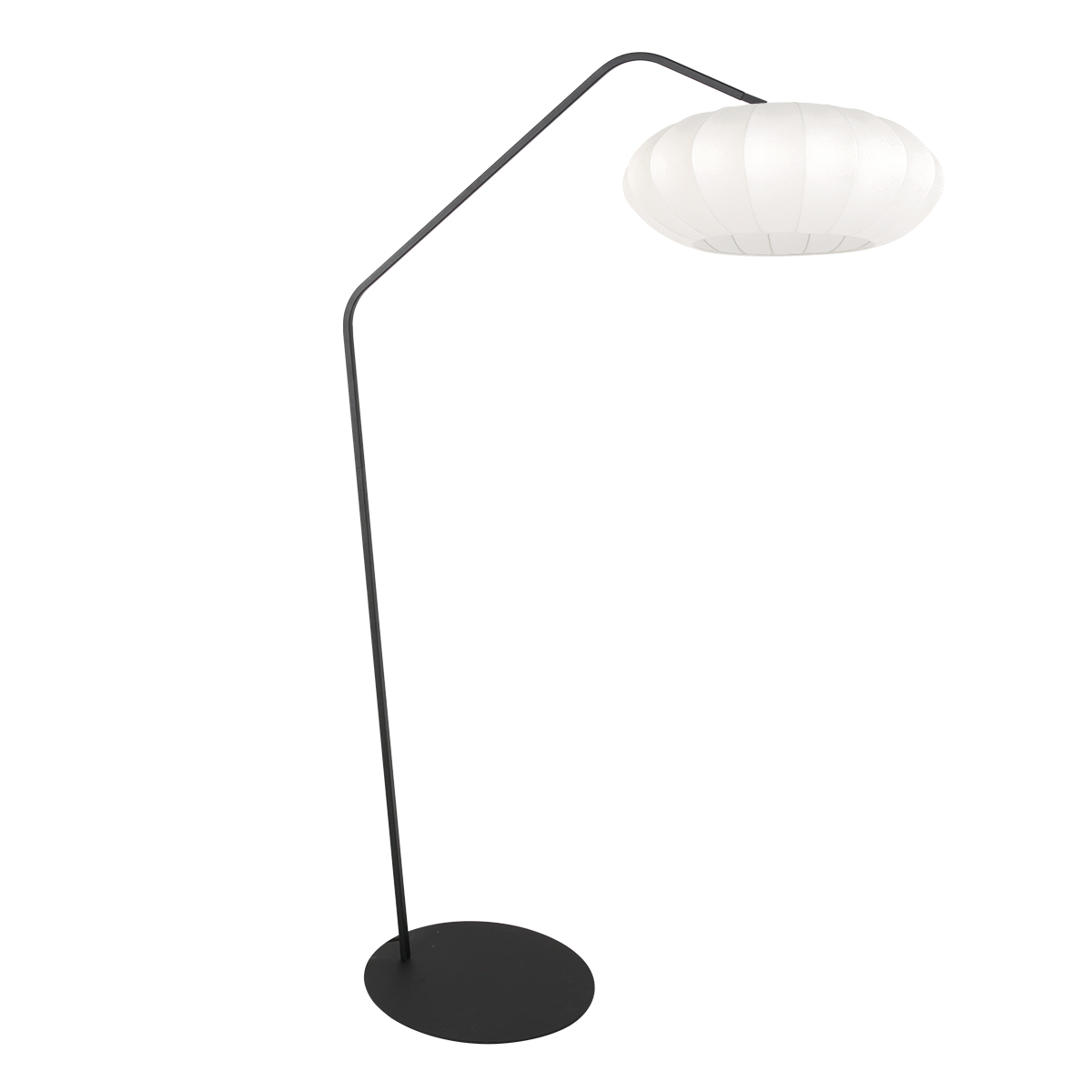 Zwarte vloerlamp Zig-Zag 4249ZW met een witte kap