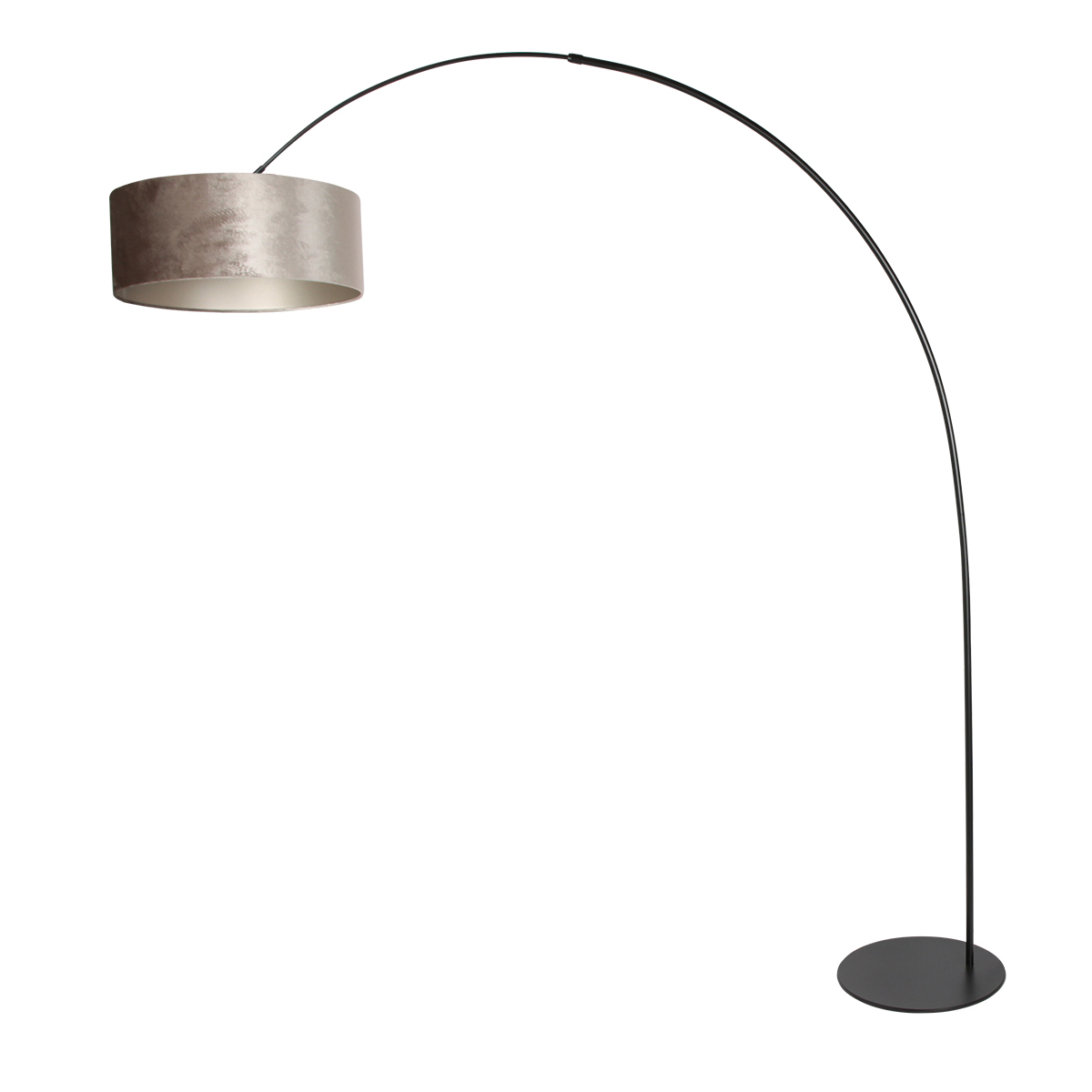 Zwarte vloerlamp Curve 4263ZW met grijs velours kap – Uniek design en functioneel gebruik - Afbeelding 2