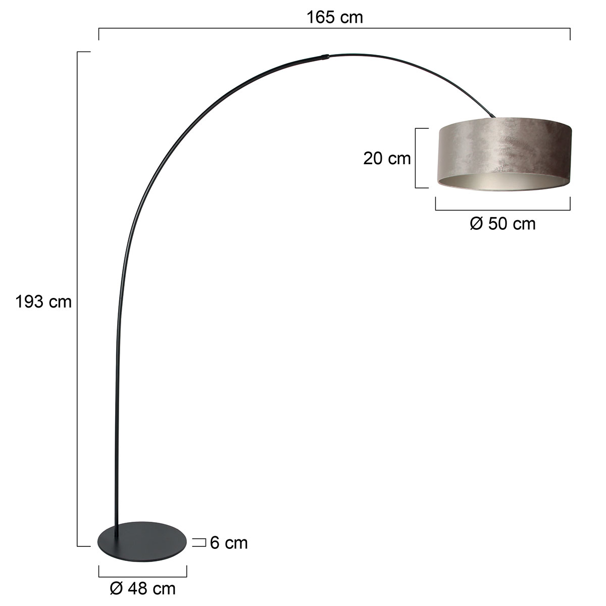 Zwarte vloerlamp Curve 4263ZW met grijs velours kap – Uniek design en functioneel gebruik - Afbeelding 16