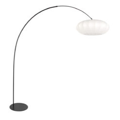 Zwarte vloerlamp Curve 4272ZW met een witte kap