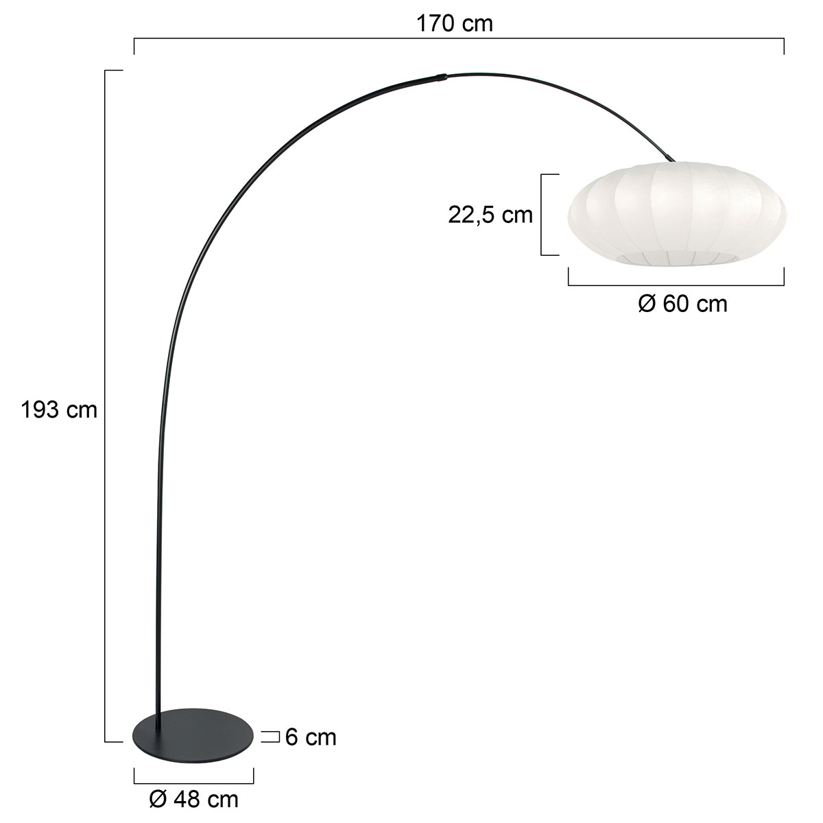 Zwarte vloerlamp Curve 4272ZW met een witte kap - Afbeelding 16