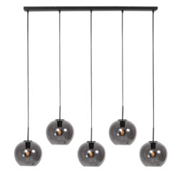 HaloSwap 4288ZW – Zwarte langwerpige hanglamp met stijlvolle smoke glazen