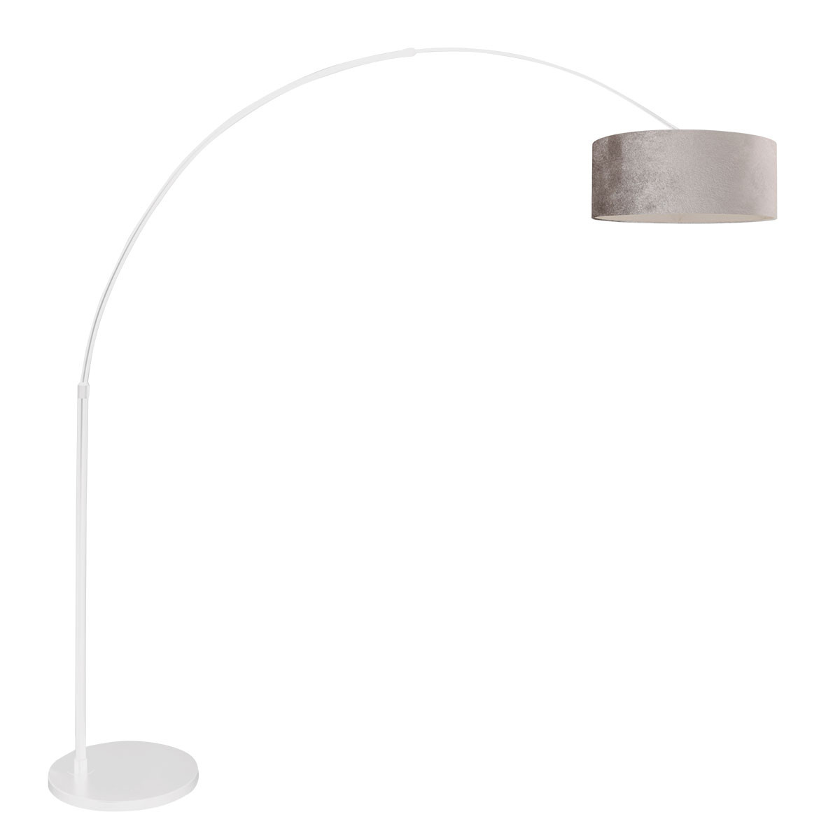 Witte vloerlamp Sparkled Light 7172W met een grijs velours kap