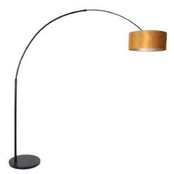 Vloerlamp Sparkled Light 7268ZW+K1066KS Zwart-Fluweel Goud (Okergeel)
