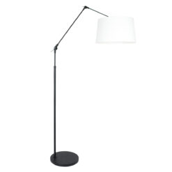 Boog Vloerlamp Prestige Chic 7395ZW+K1001QS Zwart-Wit Linnen