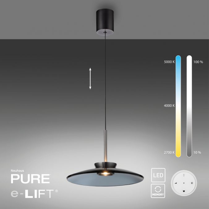 Neuhaus Hanglamp Pure E-Moon Grijs met Smoke Glas en afstandsbediening 2195-15 - Afbeelding 10